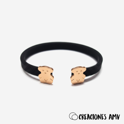 Brazalete Bear Black | Brazalete mujer acero inoxidable