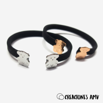 Brazalete Bear Black | Brazalete mujer acero inoxidable