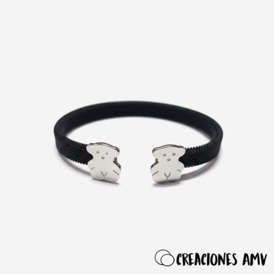 Brazalete Bear Black | Brazalete mujer acero inoxidable