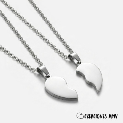Colgantes Eternal Bond Little: Corazón Partido Acero | Creaciones AMV