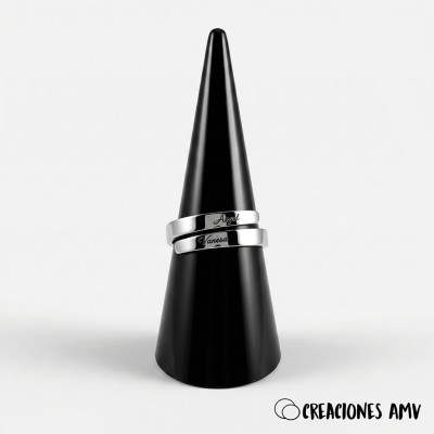 Anillo Eternal: Acero Personalizado con 2 Nombres | Creaciones AMV