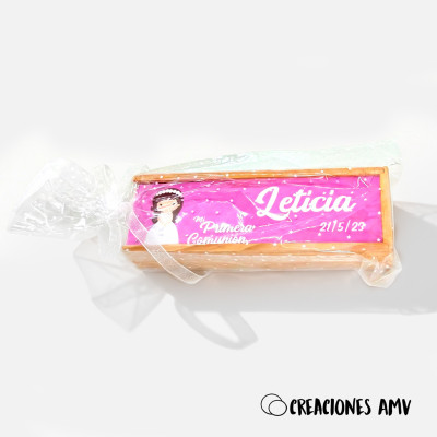 Dominó personalizado en caja de madera – Recuerdo de Comunión
