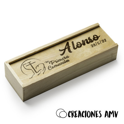 Dominó personalizado en caja de madera – Recuerdo de Comunión